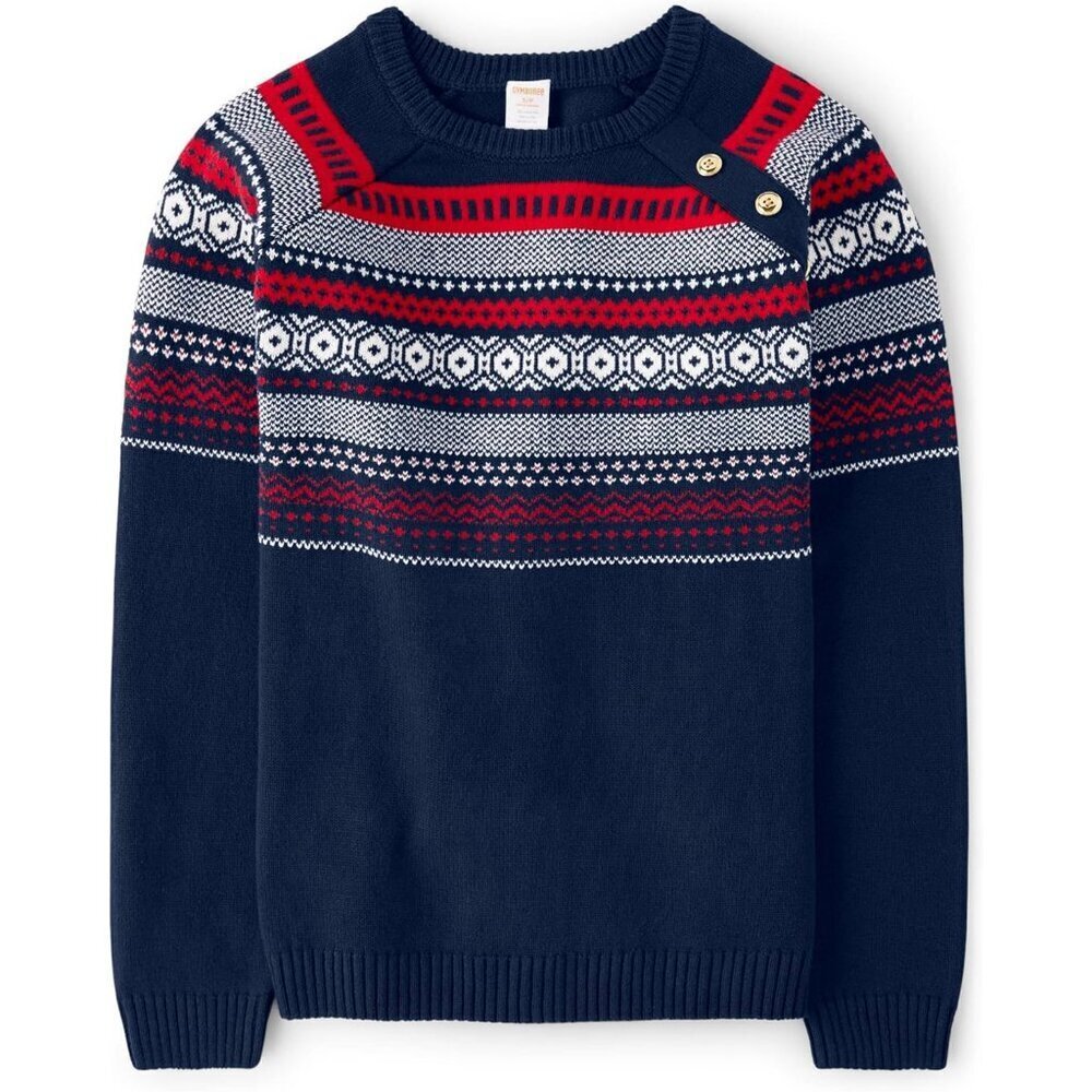 Women's Cotton Long Sleeve Pullover Sweater X-Small Fairisle Knit Casual